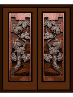 Double wood wine cellar door with carved vineyard panels WD602 MCD