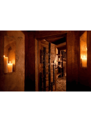 Arched wood wine cellar door crafted for Tuscan interiors WD4016 MCD