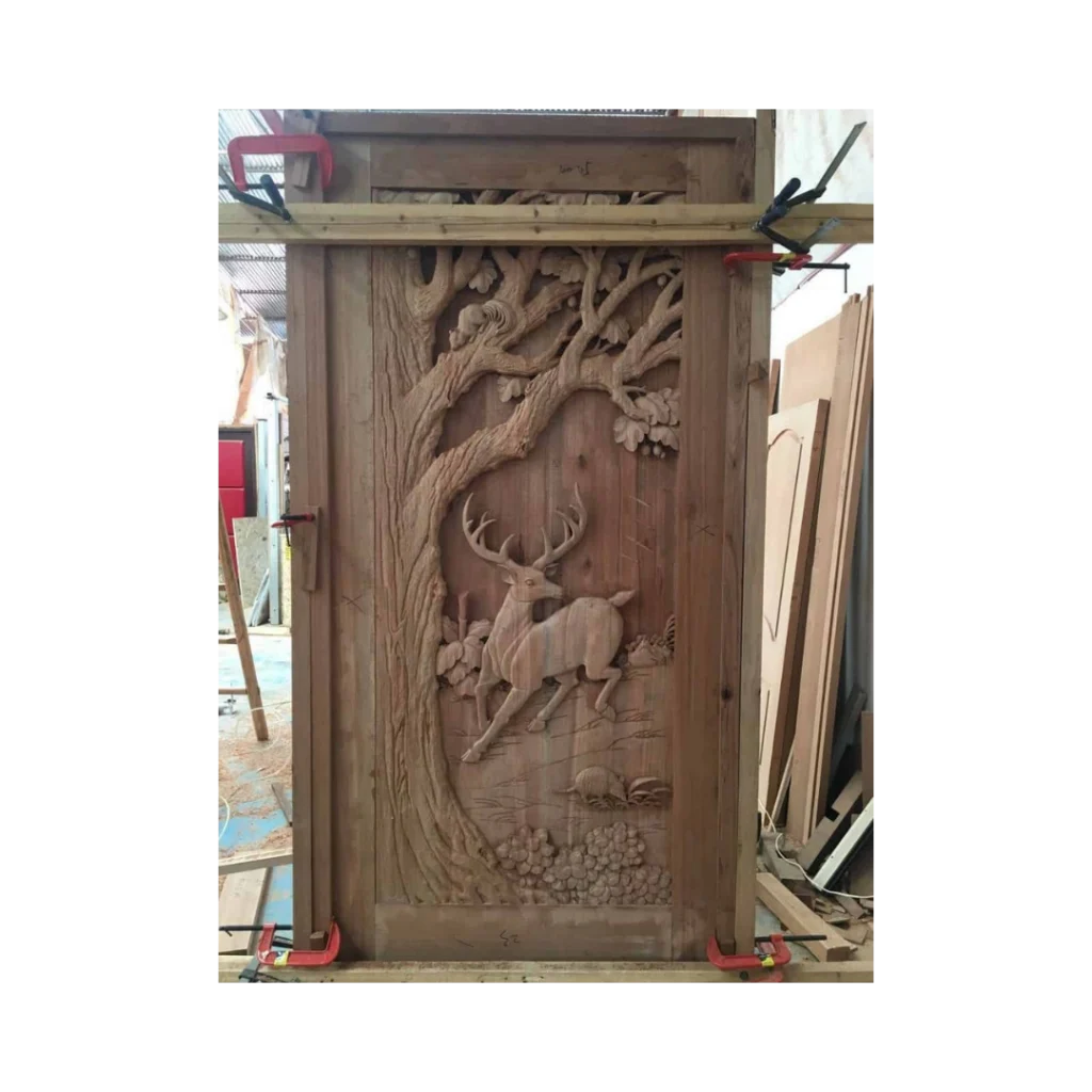 deer scene hand-carved wood door HCD2020 MCD
