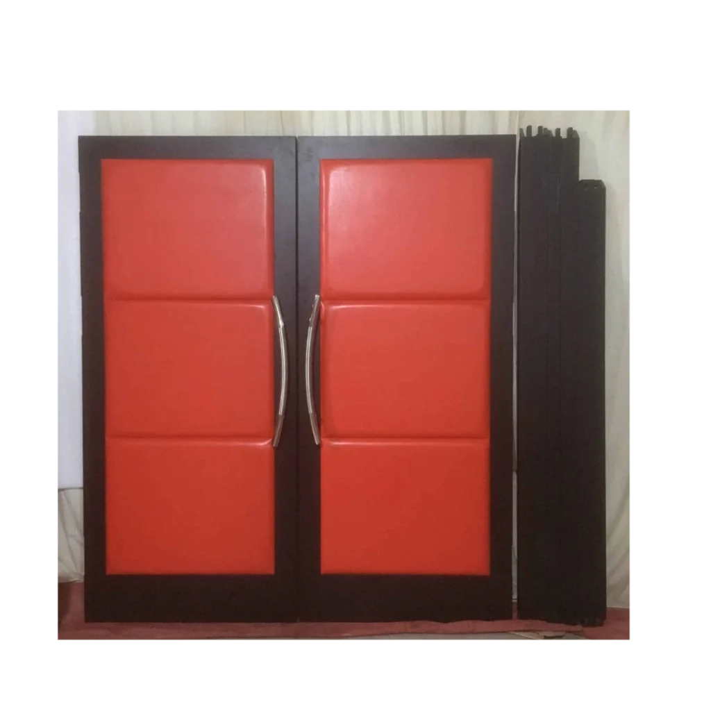 Modern red and black double home theater door with chrome handles – HT3026 MCD