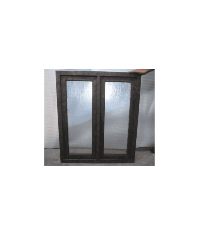 Modern wrought iron window with frosted glass for privacy LW103 MCD Monarch Custom Doors