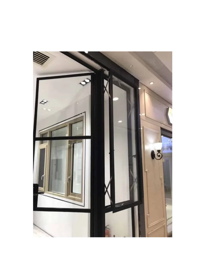 Hinged wrought iron casement window with glass LW152 MCD Monarch Custom Doors