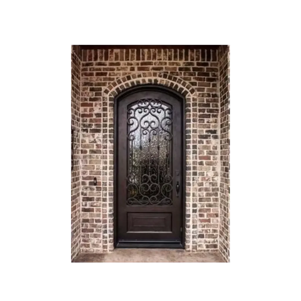 Traditional Arched Wrought Iron Door Floral Scroll EL1268 MCD