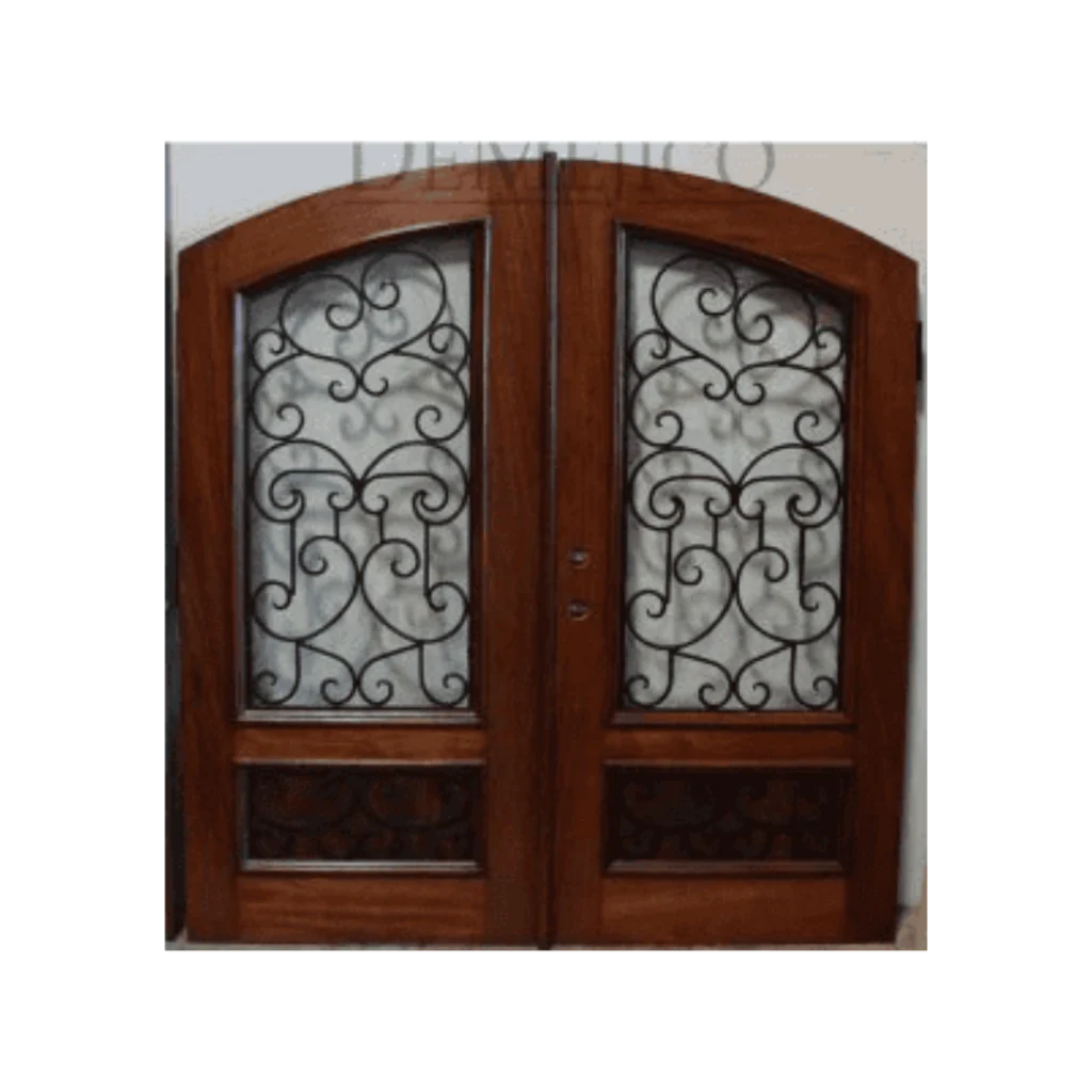 arched double entry door iron scroll glass EH519 MCD