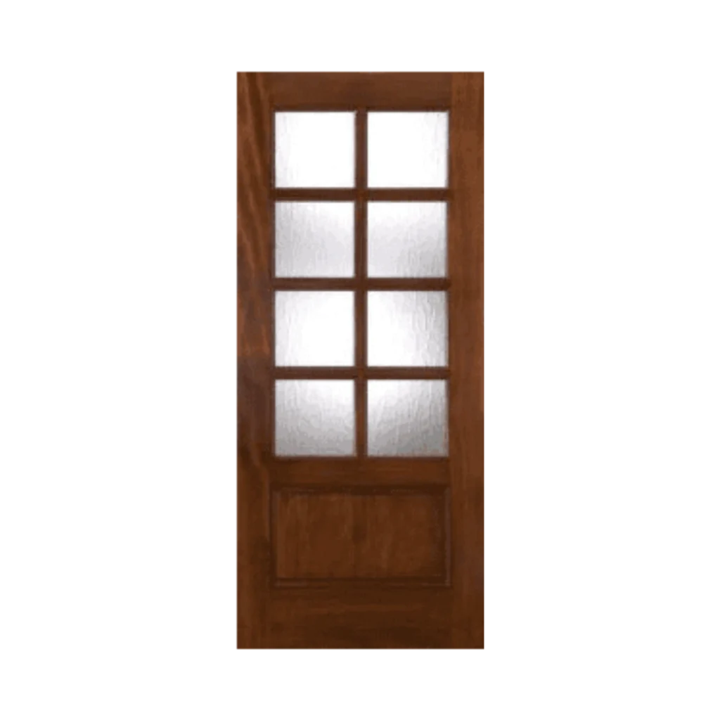 wood entry door frosted glass grid EH911 MCD