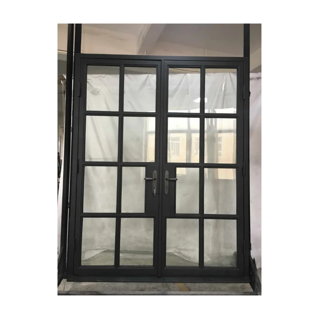 wrought iron double door, modern French grid wrought iron door EL1245 MCD