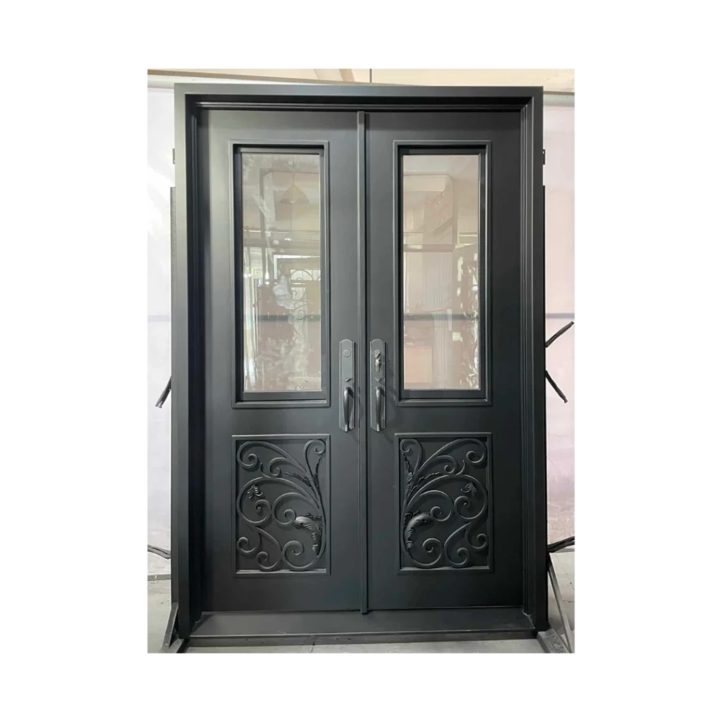 classic double wrought iron door with scroll panels EL1295 MCD