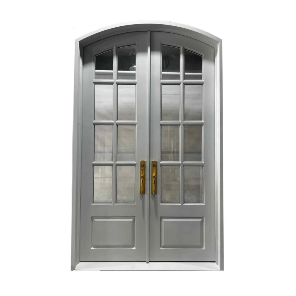 Eyebrow arch wrought iron double door EL1445 MCD with multi lite insulated glass panels