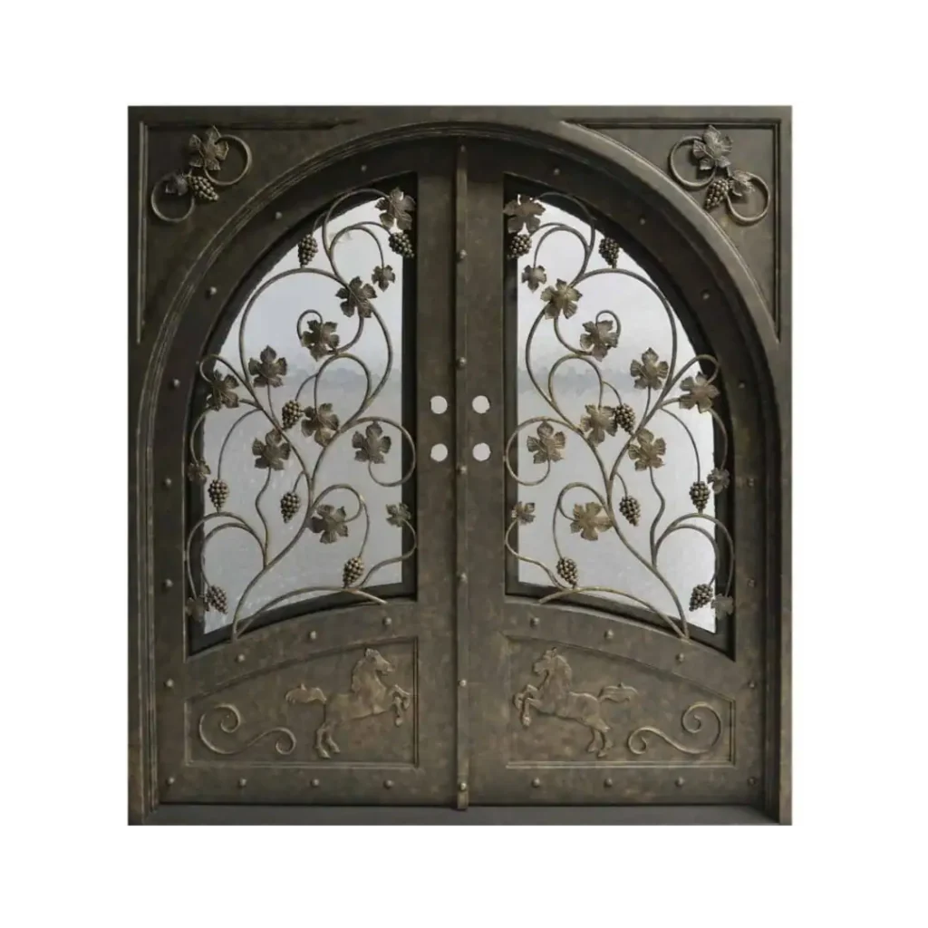 EL1027 MCD elegant Kentucky Derby inspired wrought iron double door with operable insulated glass