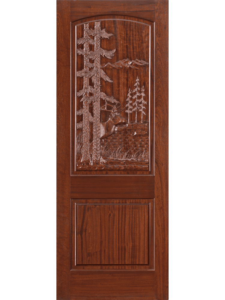 scenic hand carved wood entry door HCD5018 MCD