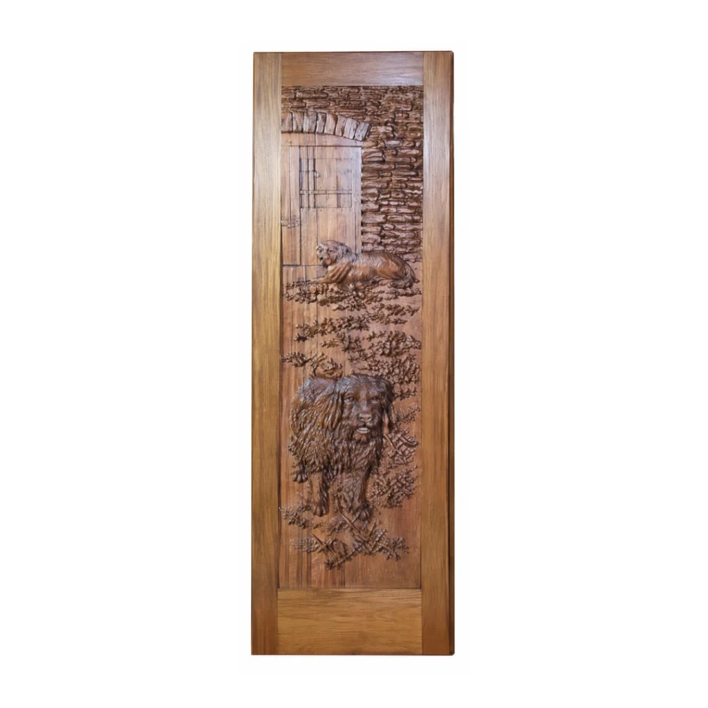 rustic dog carved wood door HCD2001 MCD