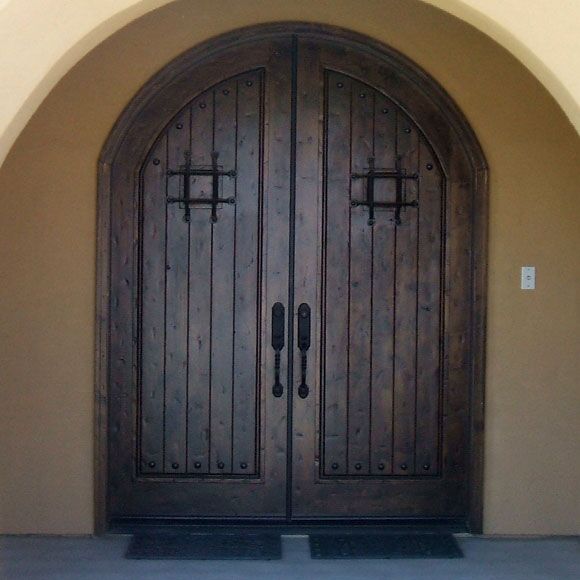 rustic wood double entry door clavos EH560 MCD