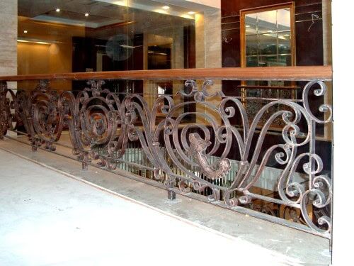 ornate scrollwork wrought iron balcony railing luxury design R105 MCD