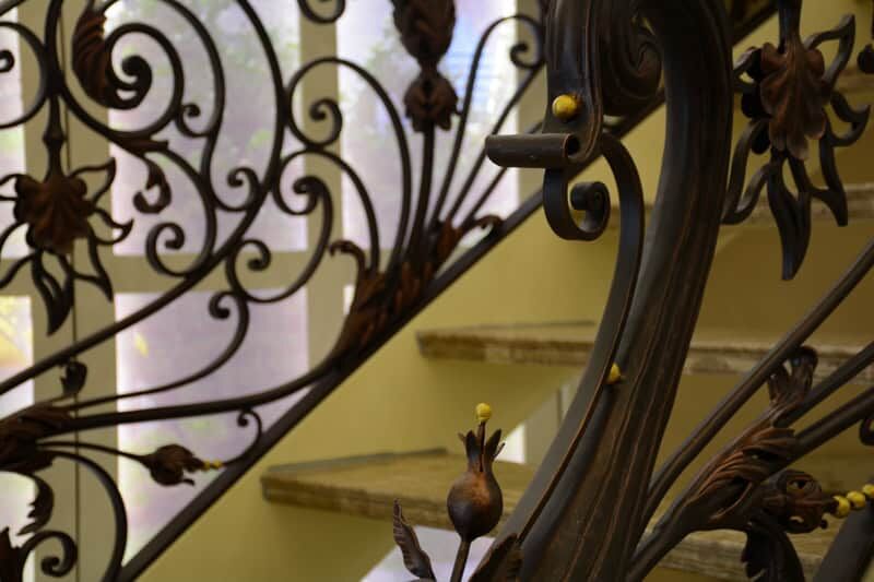 floral scroll wrought iron staircase railing artistic luxury design R907 MCD