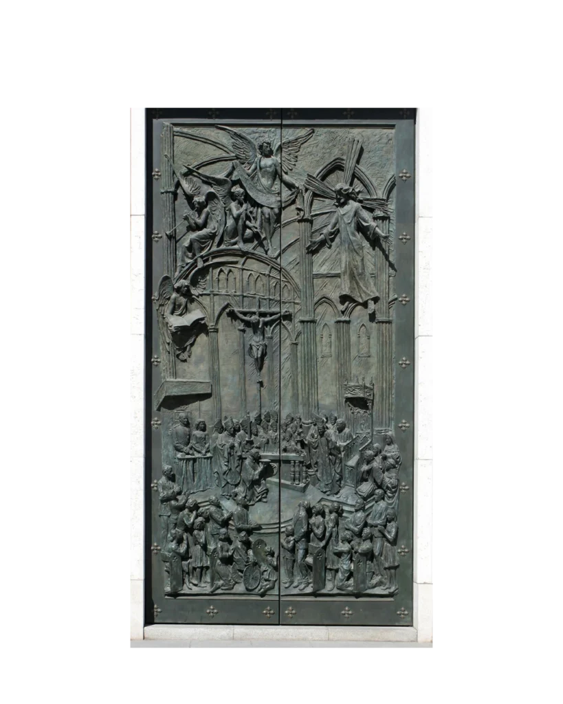 Bronze bas-relief church door EX7008 MCD depicting sacred biblical artistry