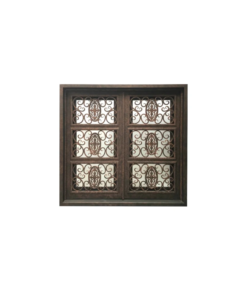 Square wrought iron window with scroll grid design LW200 MCD Monarch Custom Doors
