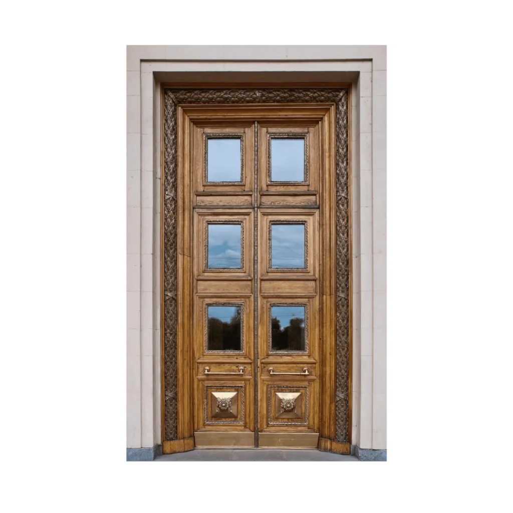 Glass panel hand-crafted wood door HC2D32 MCD premium hardwood design