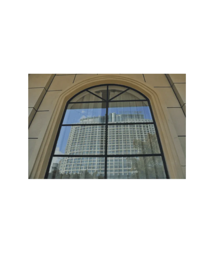 Arched wrought iron window with grid panel design LW139 MCD Monarch Custom Doors
