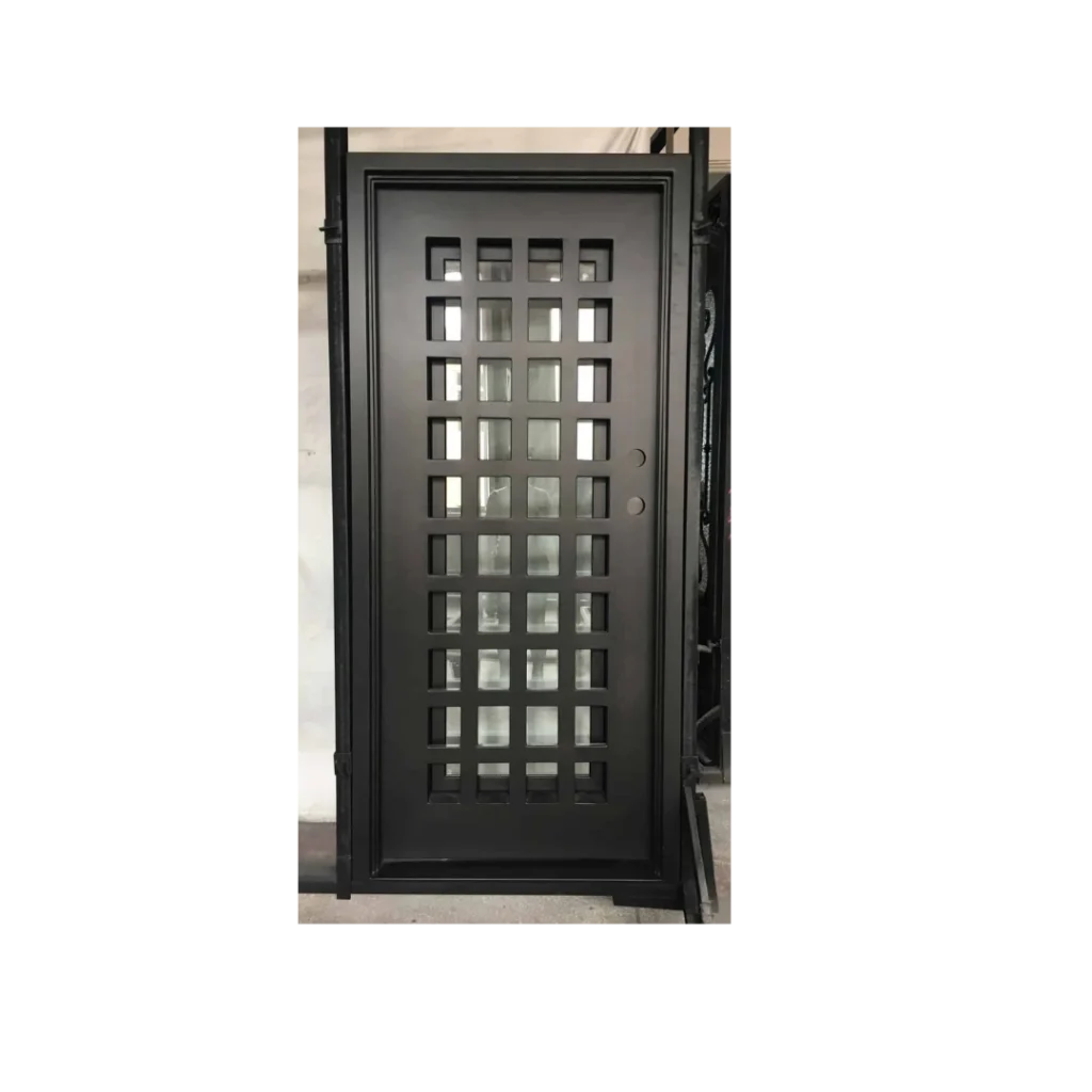 Square lattice modern wrought iron door EL1234 MCD