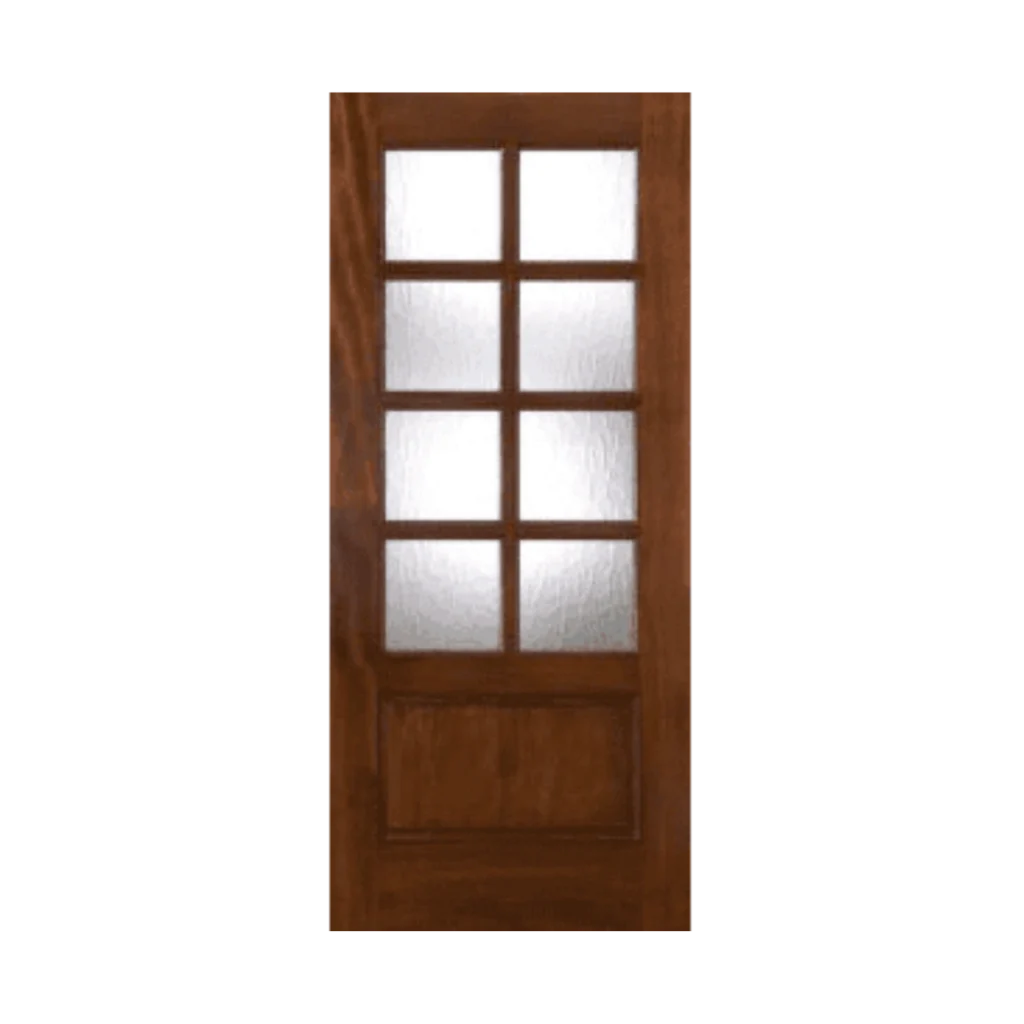 wood entry door frosted glass grid EH900 MCD