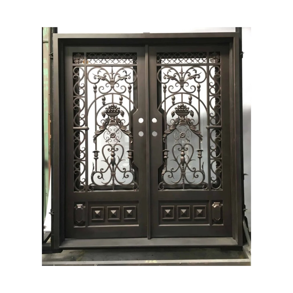 Classic wrought iron double door with scroll panels EL1321 MCD