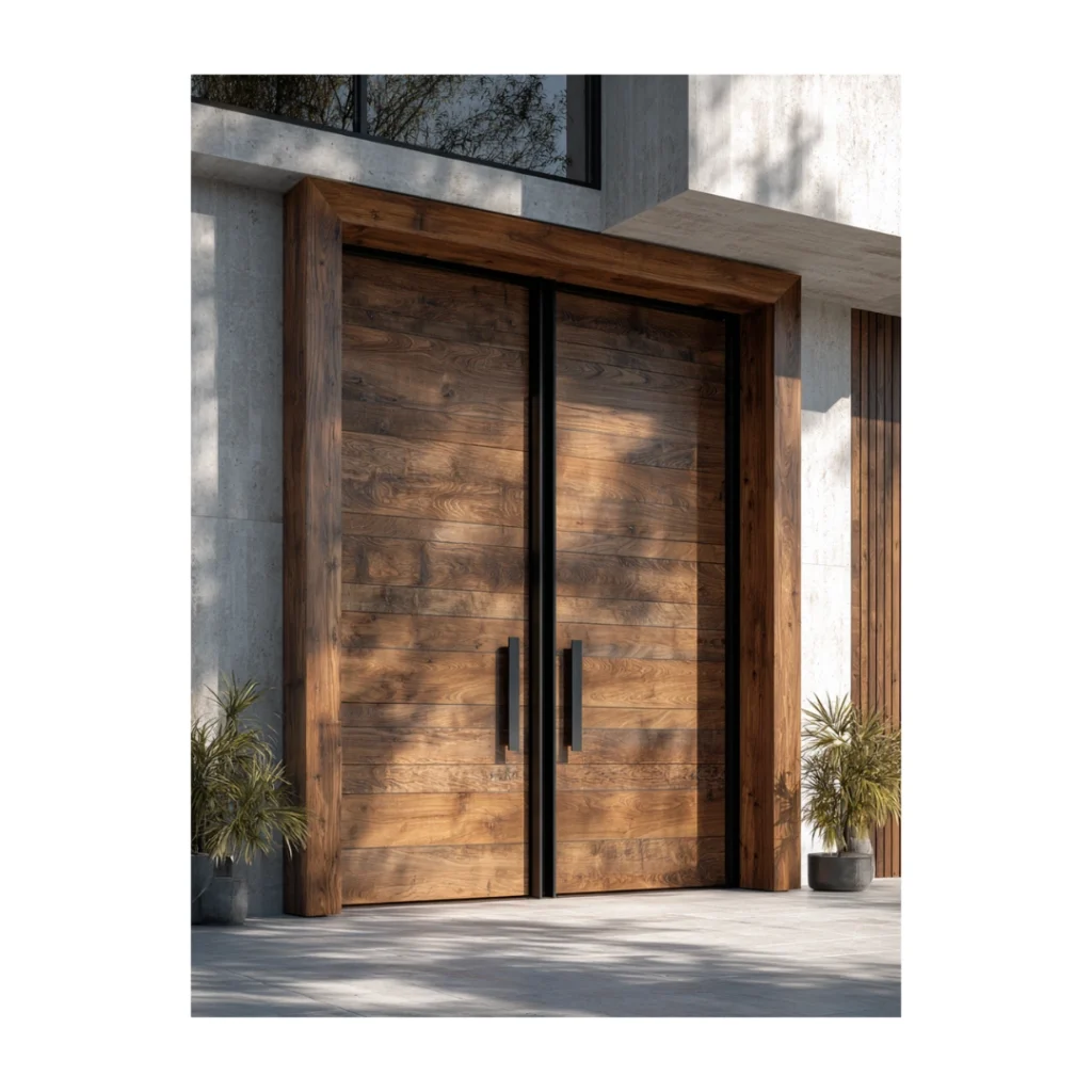 modern handcrafted solid wood double entry door HC516 MCD