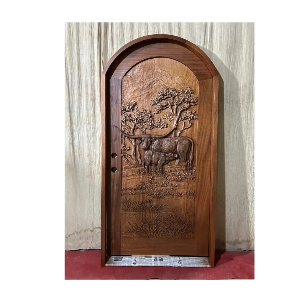 longhorn cattle carved wood door HCD2000 MCD