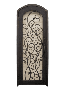Arched iron wine cellar door with Art Nouveau floral detailing WD86 MCD