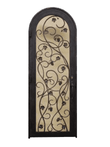 Arched iron wine cellar door with botanical ironwork WD84 MCD