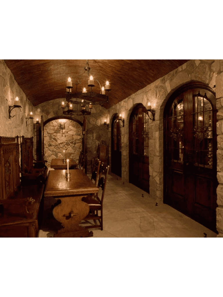 Arched wood wine cellar door for classic barrel room interiors WD4023 MCD