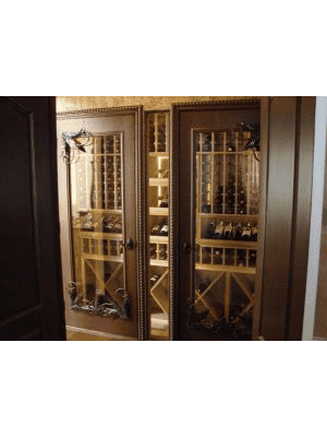 Glass wine cellar door with contemporary wood framing WD4015 MCD