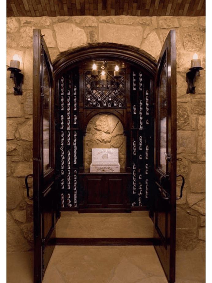 Arched iron wine cellar entrance with decorative side panels WD4006 MCD