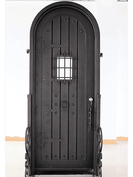 Fortress-Style Arched Wrought Iron Door with Speakeasy – EL1215 MCD