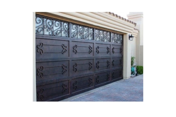 flat top scrolling panel wrought iron garage door GD4009 MCD