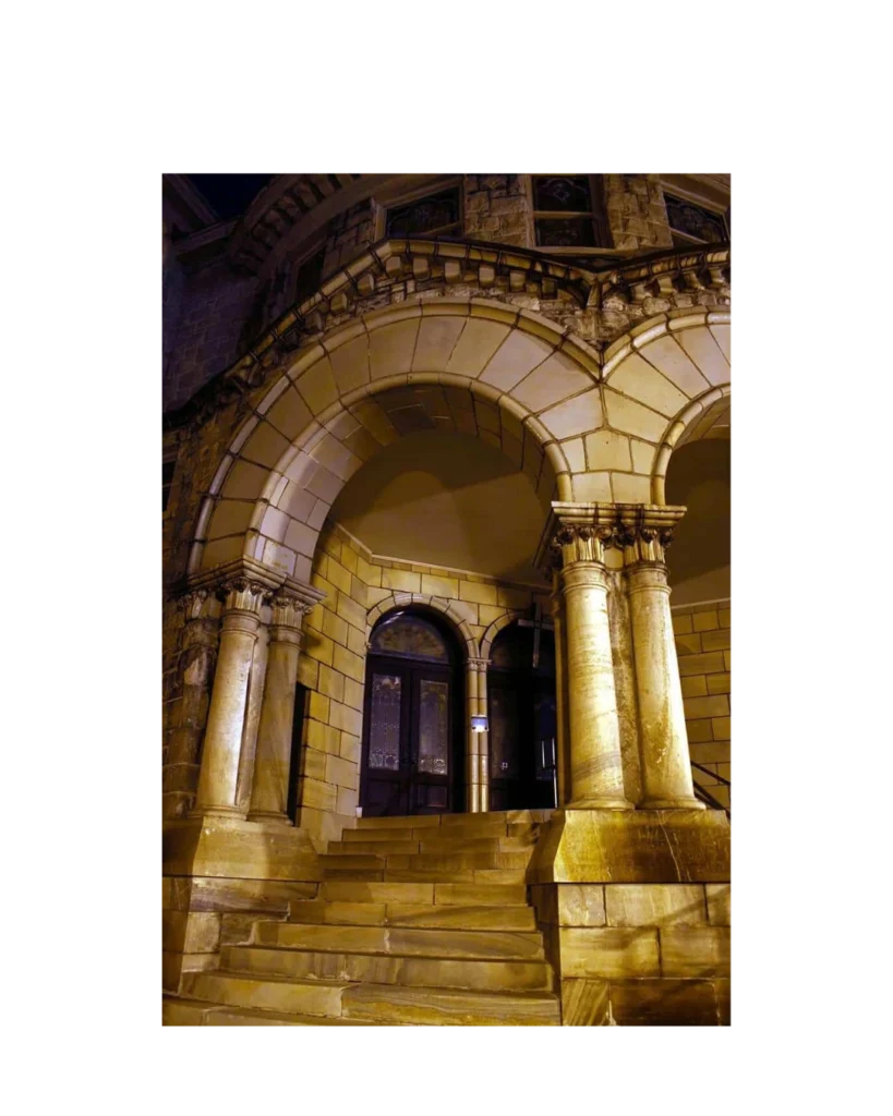 Romanesque stone arch church door EX7012 MCD with carved and decorative columns