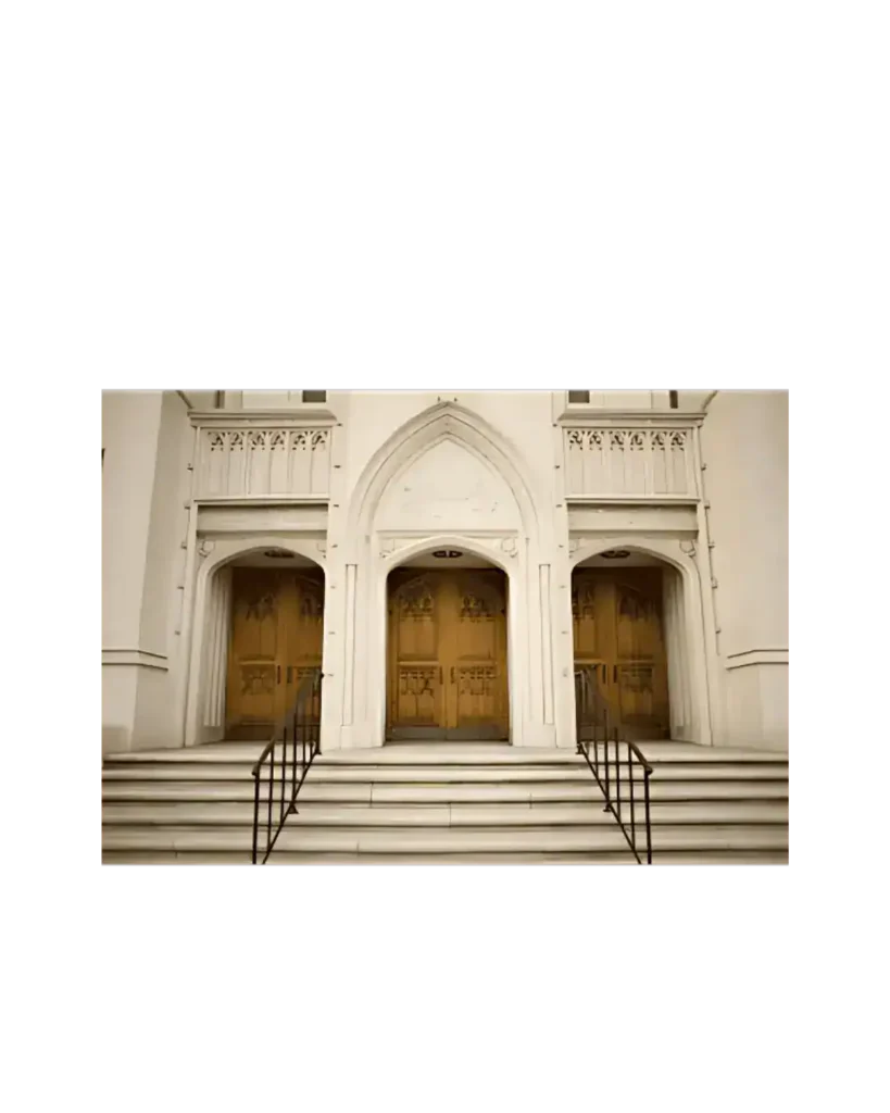 Gothic Revival wood church door EX7017 MCD with pointed arches and carved panels