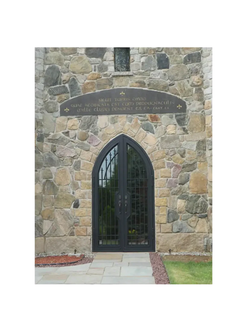 Franciscan Friary black wrought iron church door EX7006 MCD with arched frame