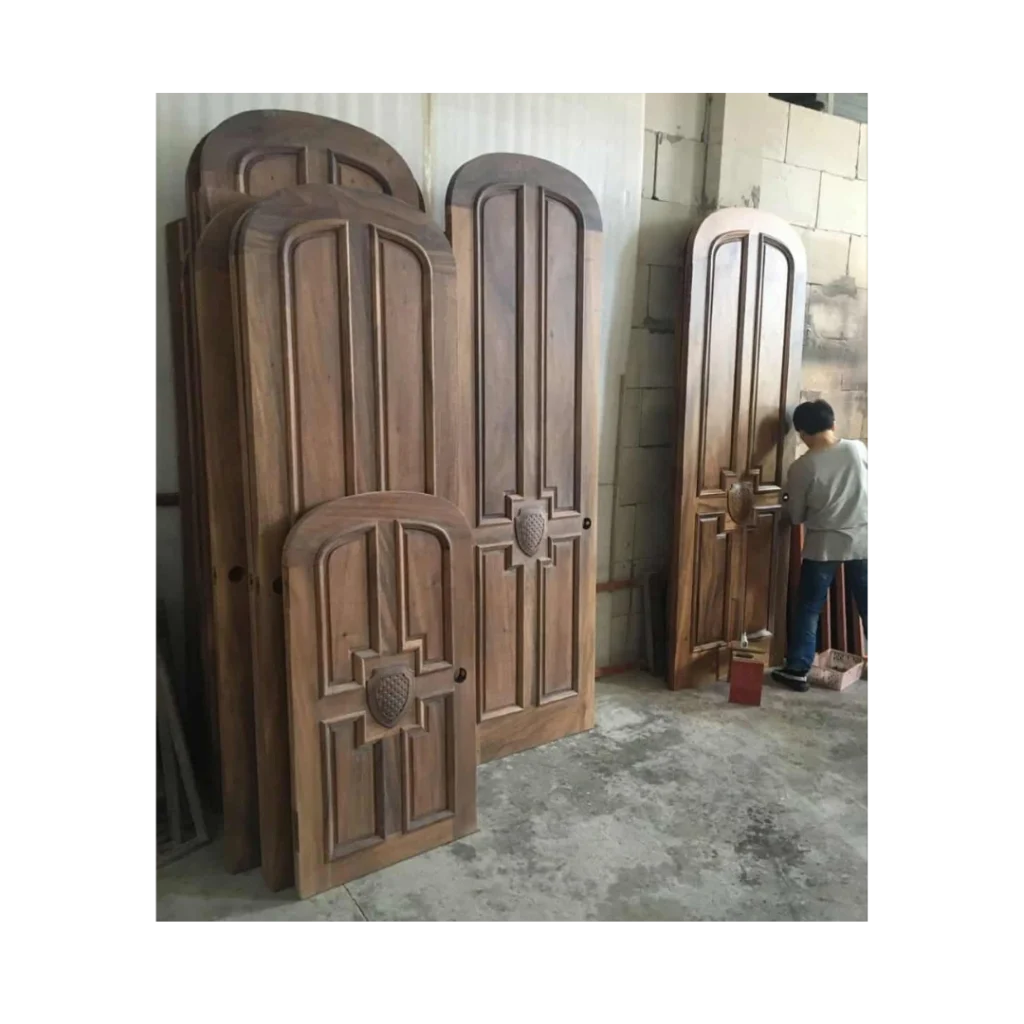 Arched panel hand-crafted wood door HC1019 MCD premium hardwood design