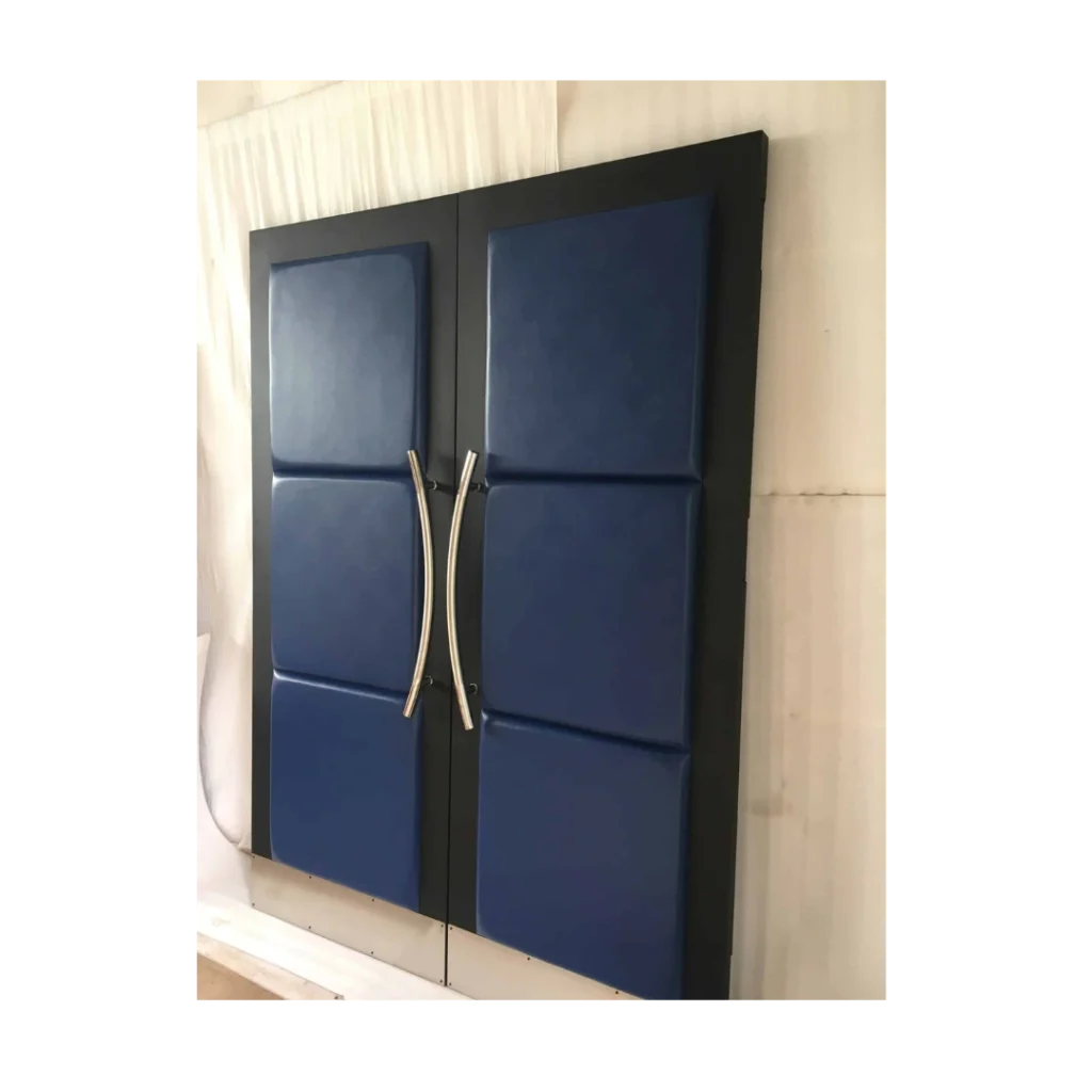 Modern blue panel home theater door with chrome handles – HT3010 MCD