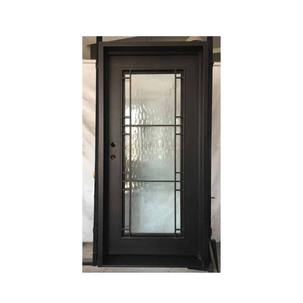 Contemporary wrought iron door with frosted glass – EL1201 MCD