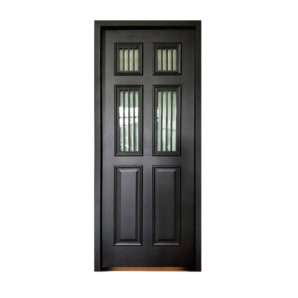 Bulletproof security door BP1004 MCD with reinforced steel core and vertical glass inserts