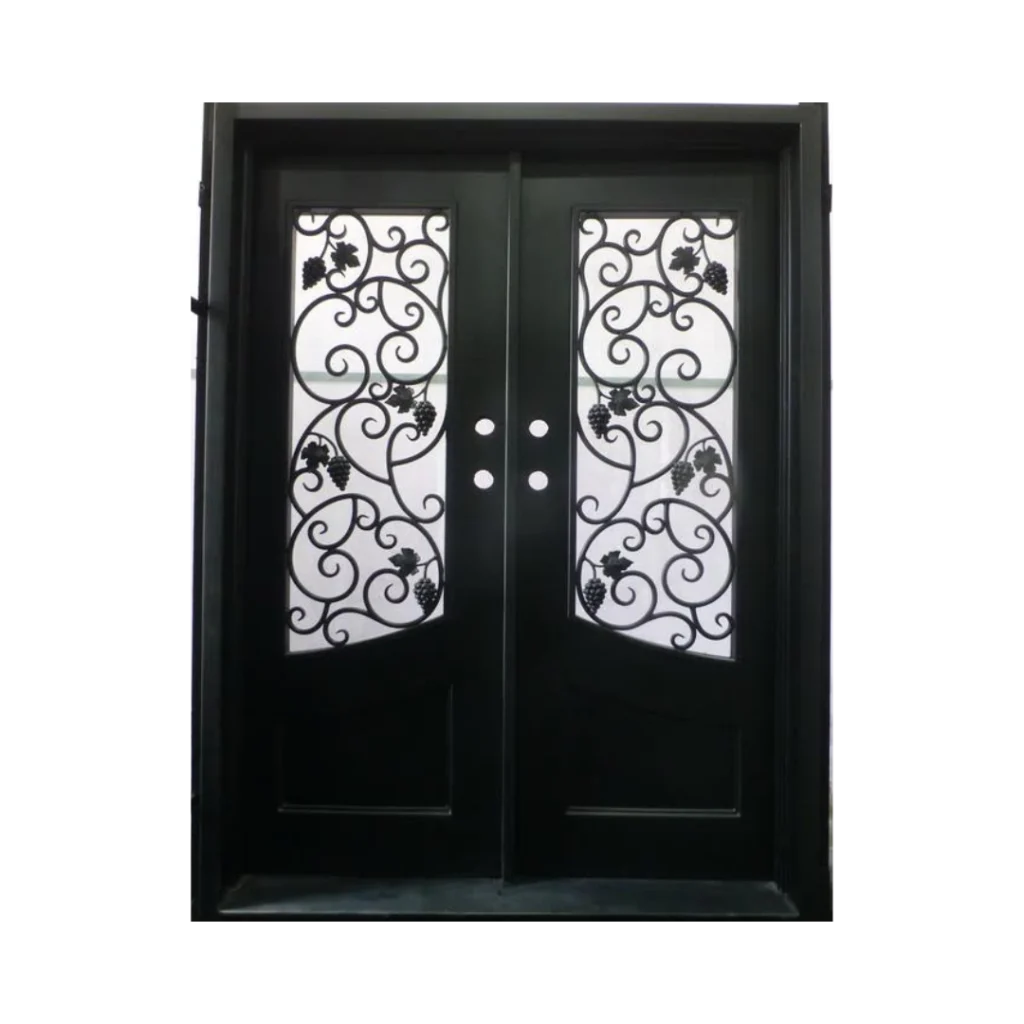 Double iron wine cellar door with vine scroll flourishes WD4009 MCD