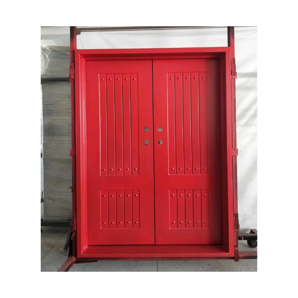 Red modern wrought iron double door – EL1227 MCD