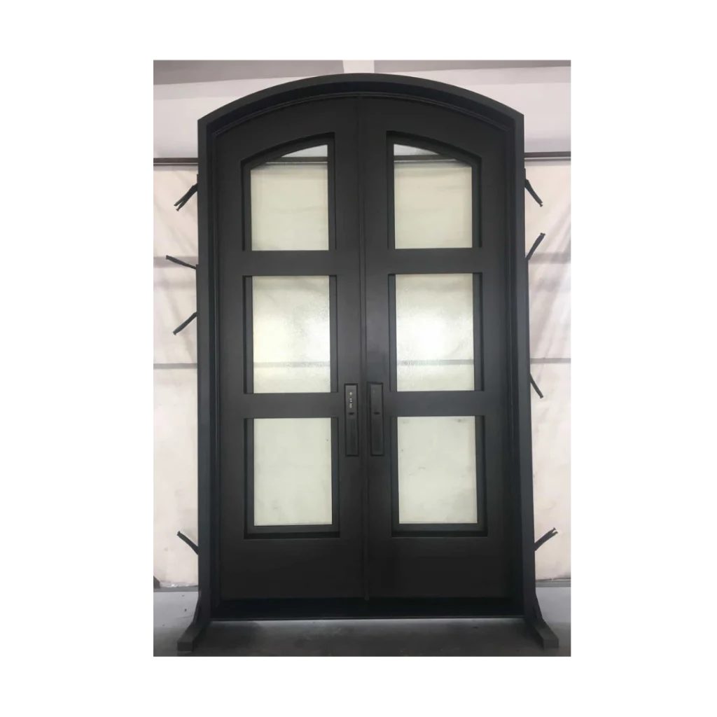 Arched wrought iron double door with frosted glass – EL1230 MCD