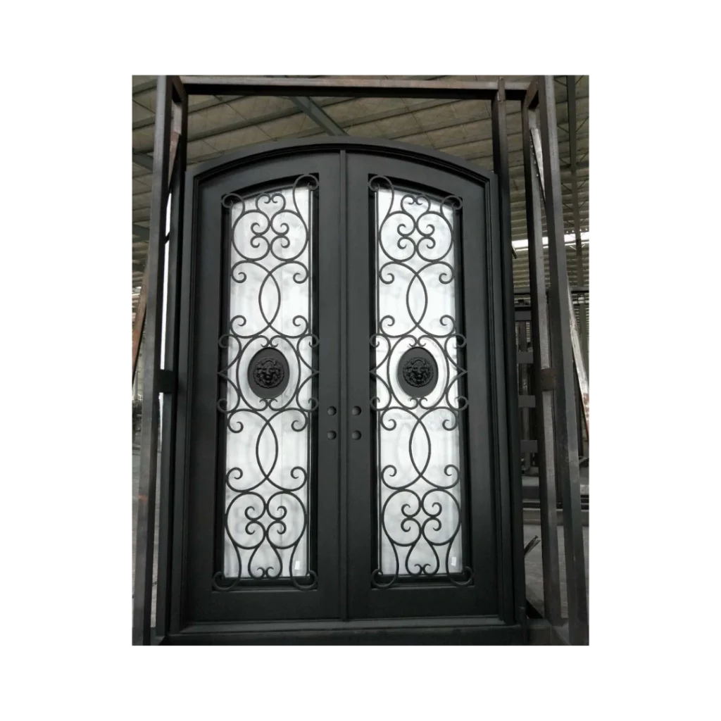 Elegant wrought iron double door with circular scroll design – EL1254 MCD
