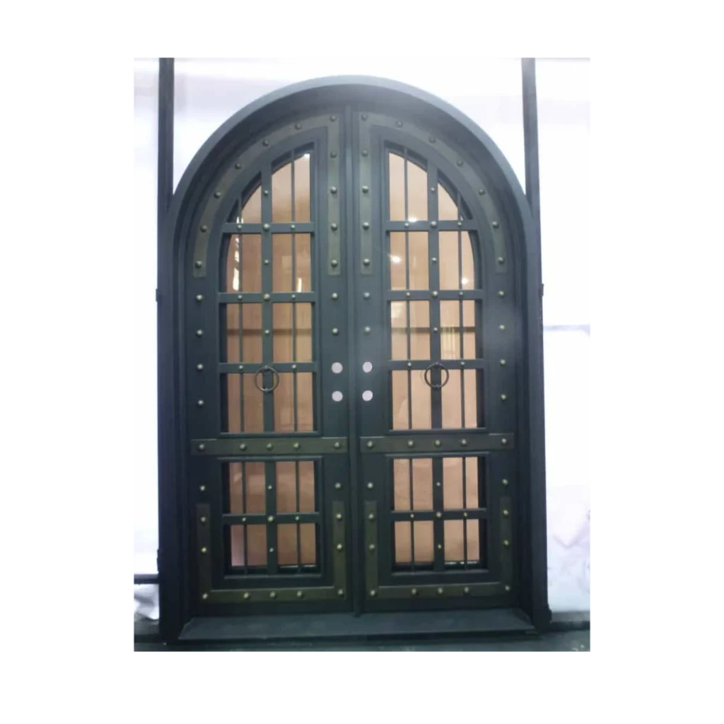 Medieval arched wrought iron door with riveted panels EL1267 MCD