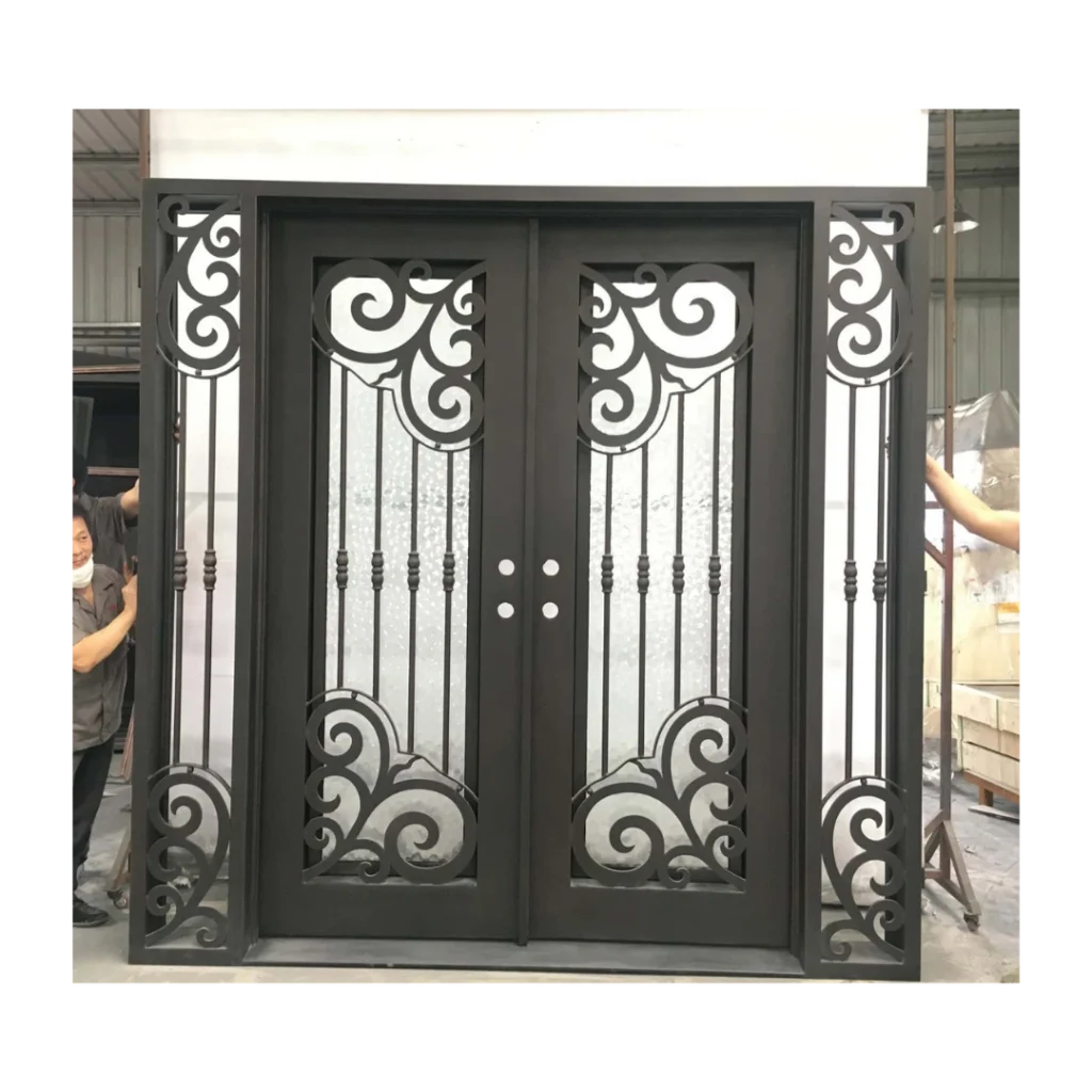 Decorative scrollwork wrought iron double door EL1359 MCD by Monarch Custom Doors