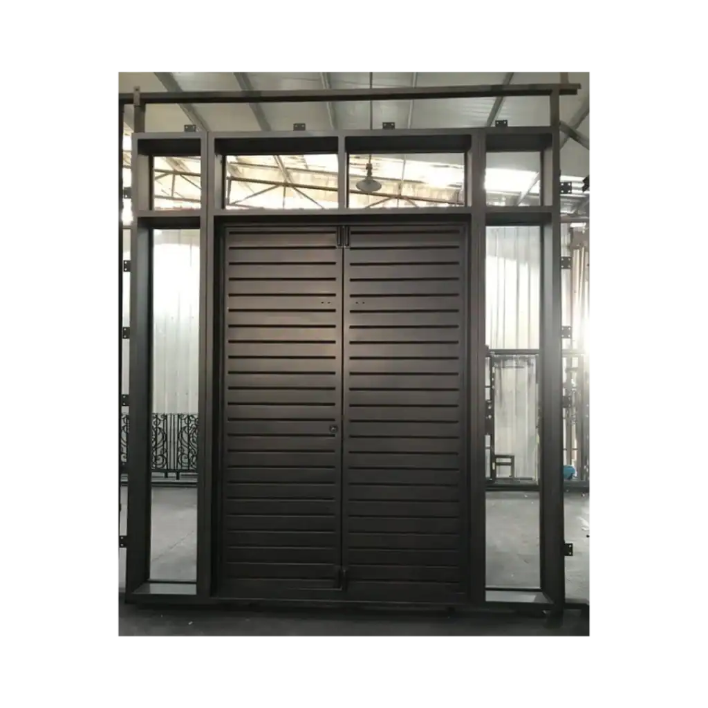 Modern horizontal panel wrought iron door EL1363 MCD